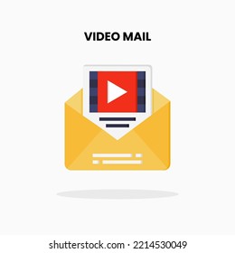 Video Mail flat icon. Vector illustration on white background.