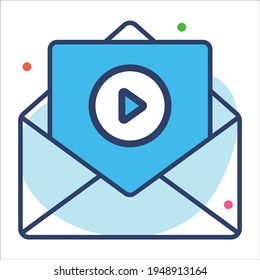 video mail flat line  icon modern illustration