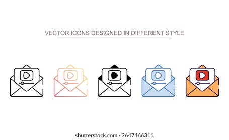 Video Mail icon design with white background stock illustration