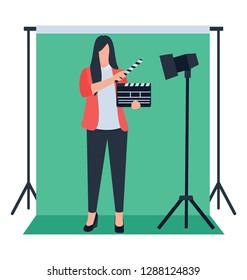 Video maker concept, flat illustration