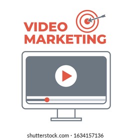 Video marketing. Abstract vector concept background. Goal and target, aim and camera, optimization marketing