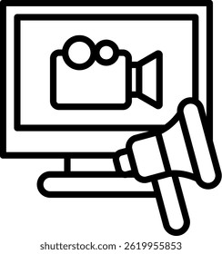 Video Marketing Black line icon 