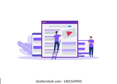 video marketing campaign, video ad, digital content vector illustration concept for web landing page template, banner, flyer and presentation - Shutterstock ID 1401543950