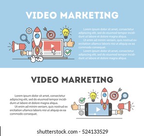 Video marketing concept. Digital design. Social network and media communication.