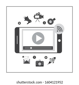 Video marketing concept flat design with Gray color