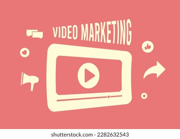 Video Marketing concept. Native social video marketing and programmatic advertising. Digital video marketing strategy illustration for social media posts, blog articles or captivating email campaigns