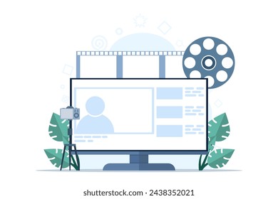 video marketing concept, marketing strategy, business, news, promotion, promo, course, support, announcing a promotion or communicating with employees, community or organization speech.