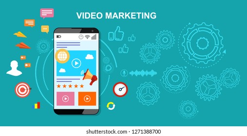 Video marketing. Concept of video marketing. Vector illustration