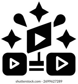 Gráfico do ícone Marketing de vídeo e distribuição de conteúdo com múltiplas plataformas