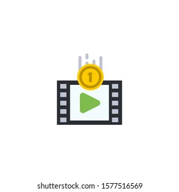 Video marketing creative icon. flat multicolored illustration. From SEO icons collection. Isolated Video marketing sign on white background.