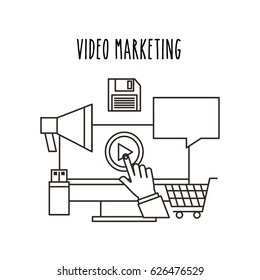 video marketing flat line icons