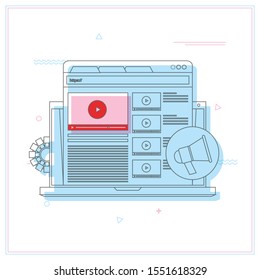 Video marketing icon concept. Making money from video with social network communication.