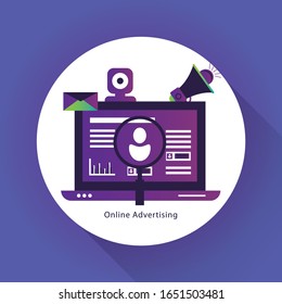 Video marketing icon concept. Making money from video with social network communication. Advertising webinar icon