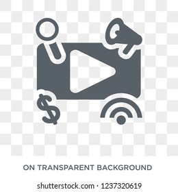 Video marketing icon. Video marketing design concept from Marketing collection. Simple element vector illustration on transparent background.