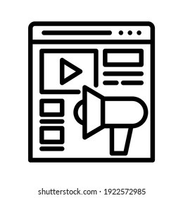 Video marketing icon. Line vector Isolated on white background.