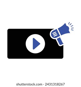 Video-Marketing-Symbol, Vektorgrafik-Illustrationen 