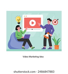 Video Marketing Idea concept flat style stock illustration with background . EPS 10 File