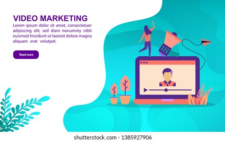 Video marketing illustration concept with character. Template for, banner, presentation, social media, poster, advertising, promotion