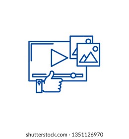 Video marketing line icon concept. Video marketing flat  vector symbol, sign, outline illustration.