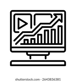 Video Marketing Line Icon, Outline Symbol for Visual Promotion, Content Engagement, Viewer Growth, Branding Strategy, and Digital Campaign. Vector Sign Icon.