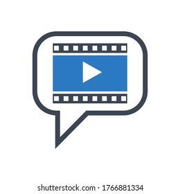 Video Marketing Related Vector Glyph Icon. Isolated on White Background. Vector Illustration.