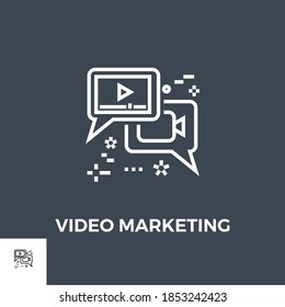 Video Marketing Related Vector Thin Line Icon. Isolated on Black Background. Vector Illustration.