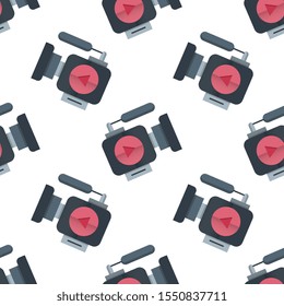 Video marketing seamless pattern design, Repeat textile design. Fabric print.