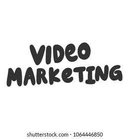 Video marketing. Sticker for video blog, vlogging, social media content. Vector hand drawn illustration design. Bubble pop art style poster, t shirt print, post card, print, wallpaper, label