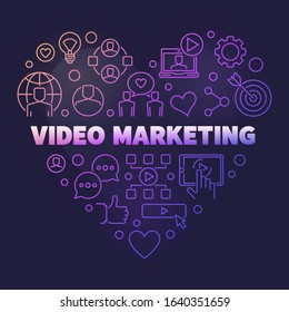 Video Marketing vector colored outline heart illustration on dark background