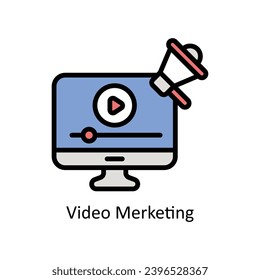 ilustración de diseño de contorno de vector de marketing de vídeo. Símbolo de negocio y administración sobre archivo EPS 10 en fondo blanco