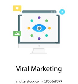 Video marketing vector in gradient design, web monitoring on social content promotion 