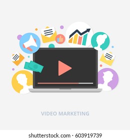 Video marketing vector illustration
