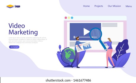 Video Marketing Vector Illustration Concept , Suitable for web landing page, ui, mobile app, editorial design, flyer, banner, and other related occasion