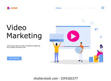 Video Marketing Vector Illustration Concept , Suitable for web landing page, ui, mobile app, editorial design, flyer, banner, and other related occasion