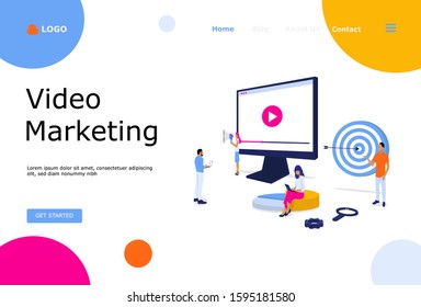 Video Marketing Vector Illustration Concept , Suitable for web landing page, ui, mobile app, editorial design, flyer, banner, and other related occasion