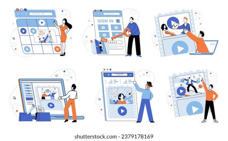 Video marketing vector illustration. The media landscape has evolved with rise video marketing, transforming advertising strategies A well defined strategy is crucial for maximizing impact and success