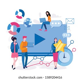 Video marketing, Vector illustration for web banner, infographics, mobile. Vlog. Video diary. 