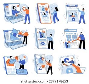 Video marketing vector illustration. The web serves as platform for hosting and sharing video content to reach wide online audience Finance plays significant role in determining budget and investment
