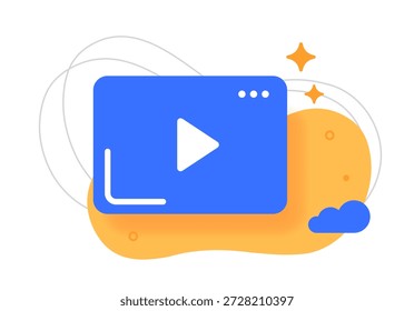 Video Vector de concepto de icono de streaming de reproductor de contenido multimedia Diseño de ilustración gráfica moderna, App en línea de seminarios web, tecnología de reproducción de cine de películas, canal de vlog o blog Almacenamiento multimedia Clip de arte