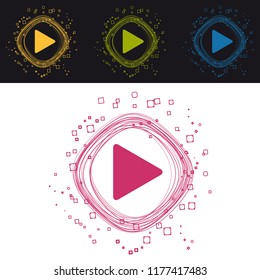 Video Media Play Button - Modern Circle Icon For Apps And Websites - Isolated On Black And White Background