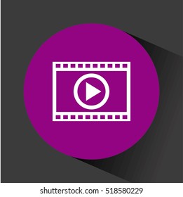 video media player icon inside purple circle over black background. vector illustration