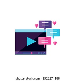 video media player template with chat bubbles vector illustration design
