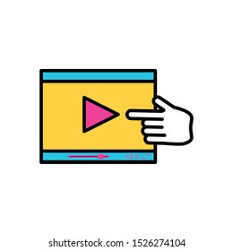 video media player template with hand cursor vector illustration design