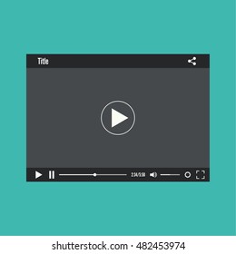 Video media player for web and mobile apps.  Vector illustration