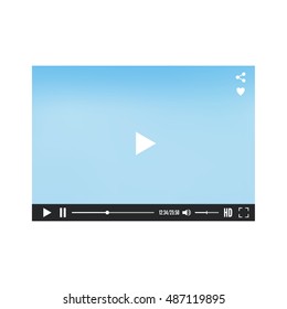 Video media player for web and mobile apps.  Vector illustration