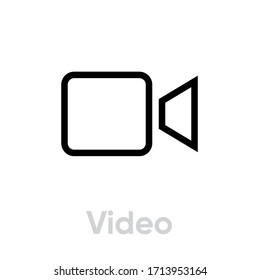 Video Media Types icon. Editable line vector. Sign stylized camera, video device. Single pictogram.