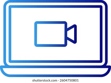 Video meeting icon with blue gradient outline style. black, clip, website, thin, outline, camcorder, line. Vector Illustration