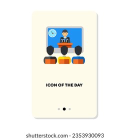 Icono de vector plano del mensaje de vídeo. Conexión de llamada de conferencia aislada. Concepto de comunicación y tecnología. Elementos de símbolo de ilustración vectorial para diseño web y aplicaciones