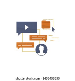video message icon. phone device vector. flat style