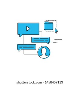 video message icon. phone device vector. filled outline style